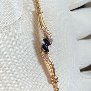 14k yellow gold diamond and sapphire bracelet 4.3 grams VINTAGE